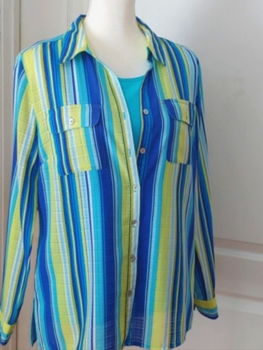 Kim Rogers 2 Piece Coordinating Blouse & Tank Set. Size Medium